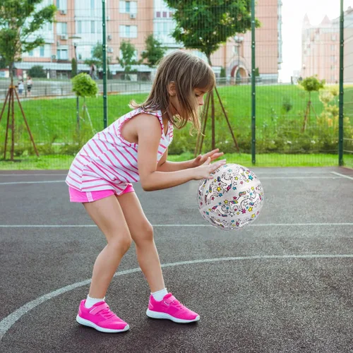 Vista 9 de INPODAK Baloncesto de 27.5 pulgadas, tamaño 5, Unicorn Street Junior Baloncesto clásico juego de pelota deportiva para interiores y exteriores