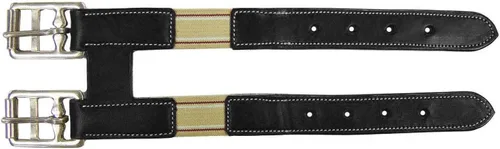 Vista 2 de Paris Tack English - Extensor de contorno elástico de cuero con hebillas de rodillo de acero inoxidable y elástico de doble capa.