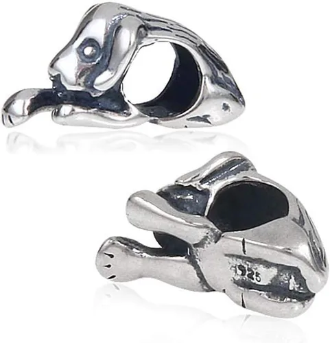 Vista 3 de Lucky Dog conejo encanto 925 plata esterlina Animal Beads Pet Charms para pulsera de Pandora encantos Perro