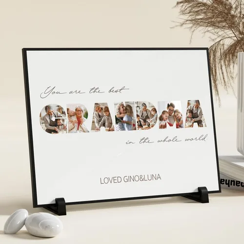 Vista 12 de FUONLY Regalos personalizados de Navidad y del Día de la Madre para mamá de hija o hijo, marco de madera personalizado con foto y texto, regalos