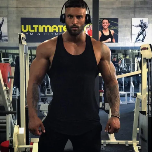 Vista 5 de Camiseta sin mangas para hombre, para entrenamiento, fitness, rendimiento muscular, para gimnasio, culturismo, chaleco