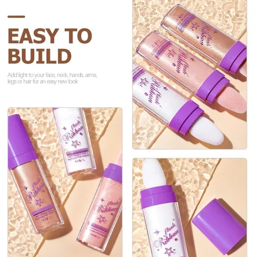 Vista 2 de FOMIYES 3 unidades de polvo iluminador para rostro, cuerpo y cabello, polvo brillante de palmaditas rosa perla y marrón dorado para tonos de piel
