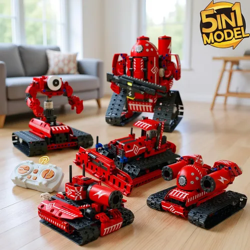 Vista 7 de Kit de robot STEM 5 en 1 para niños de 8 a 14 años 495 piezas de construcción de excavadora y robot Codificación de aplicaciones, robots a