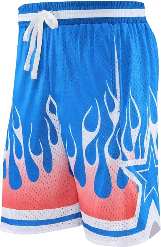 Vista 3 de BOOMLEMON Pantalones cortos de baloncesto para hombre, pantalones cortos deportivos de entrenamiento casual con estampado gráfico de malla
