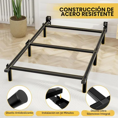 Vista 5 de Awesofurni Marco de Cama Individual, Marco de Cama de Metal Basics de 7 Pulgadas, Base Resistente de 9 Patas para Somier y Colchón, Sin Ruido, Fácil