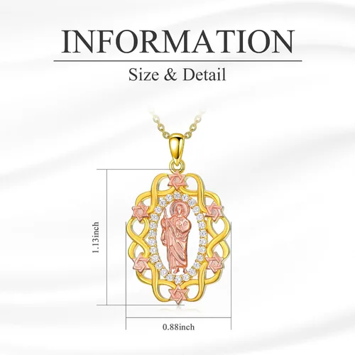 Vista 6 de VIJASHOP Collar de San Judas para mujer, chapado en oro, colgante de San Judas Tadeo, joyería religiosa de San Judas, regalos para mamá novias