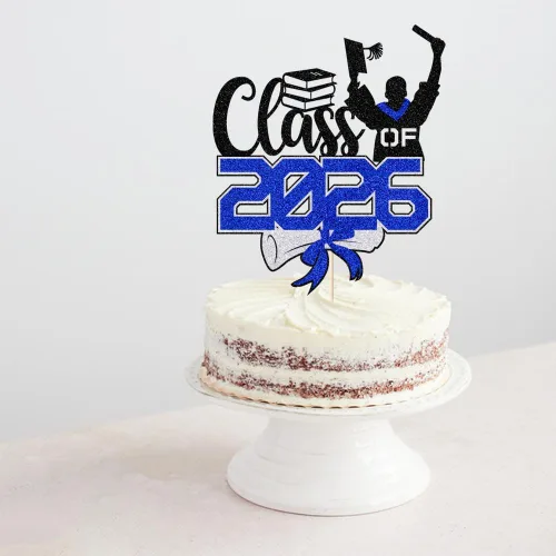 Vista 4 de Gold Class of 2025 - Decoración para tartas de graduación con purpurina para la clase de 2025, suministros de fiesta de graduación – Graduados