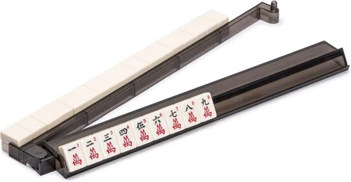 Vista 5 de Yellow Mountain Imports Modernos estantes Mahjong con empujadores incorporados, transparentes, juego de 4