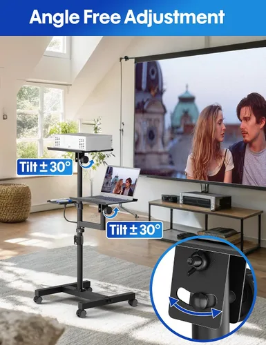 Vista 2 de Soporte para proyector, soporte de trípode para laptop de 2 estantes