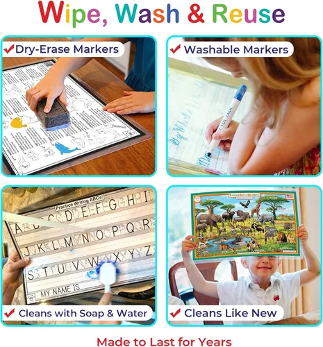 Vista 5 de Tot Talk Count Bugs Learn and Write Numbers 1-10 - Mantel individual educativo para niños, de doble cara, impermeable, lavable, fabricado en Estados