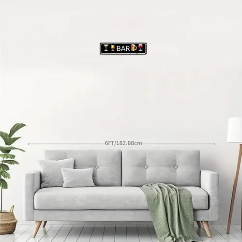 Vista 3 de BAR ICON - Letrero de metal para bar, cafetería, garaje, cueva, habitación, pared, baño, granja, jardín, porche, decoración de patio, 16 x 4 pulgadas