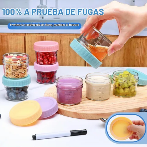 Vista 5 de Accguan - Paquete de 6 recipientes de vidrio para almacenamiento de alimentos para bebés, tarros de comida para bebés de 4 onzas