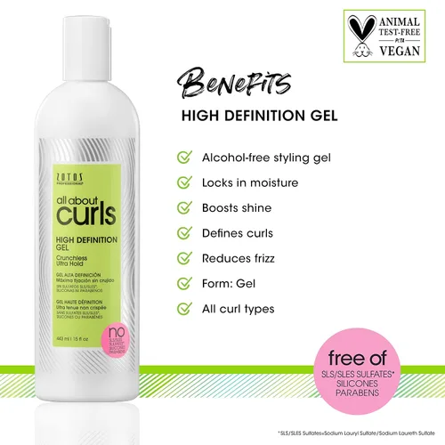 Vista 3 de ALL ABOUT CURLS High Definition Gel For Curly Hair Styling Alcohol-Free Moisturize, Define & Enhance Texture Reduce Frizz & Boost Shine