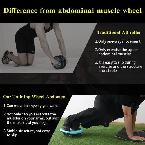 Vista 3 de Rodillo de abdominales para entrenamiento abdominal, equipo de ejercicio de rueda abdominal para entrenamiento de núcleo, rodillo de rueda abdominal