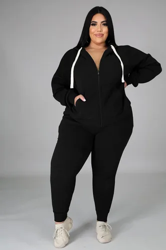 Vista 2 de Tycorwd Conjunto deportivo de dos piezas para mujer, talla grande, conjunto de sudadera de manga larga