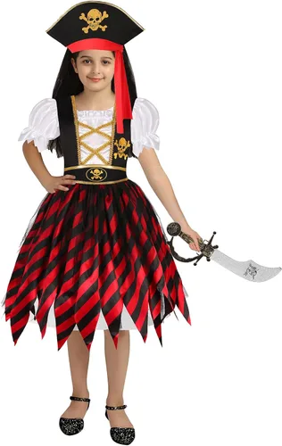 Vista 3 de Disfraz de pirata para niñas, disfraz de pirata para Halloween