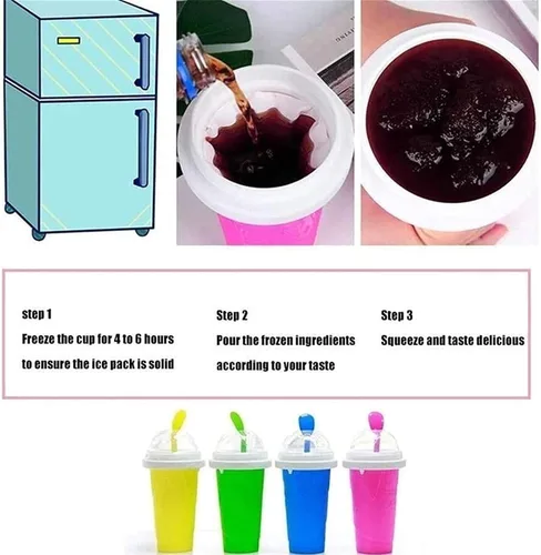Vista 4 de Taza para Hacer Slushies, Taza Mágica de Batidos Congelados Rápidos, Taza de Enfriamiento de Doble Capa con Exprimidor, Máquina para Hacer Slushies