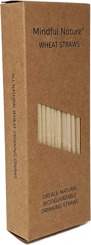 Vista 5 de Mindful Nature® Pajitas de trigo – 100 popotes totalmente naturales – de un solo uso, desechables, biodegradables y compostables