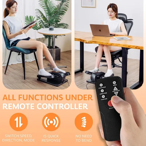 Vista 3 de Under Desk Elliptical Exercise Machine, Electric Leg Exerciser with 12 Speeds, Forward & Reverse Modes,Quiet Compact Seated Pedal Stepper Machine