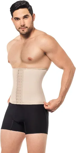 Vista 2 de Forma Tu Cuerpo, Faja Colombiana, Entrenador de cintura para mujer, 3 ganchos, faja moldeadora para control de abdomen, corsé beige
