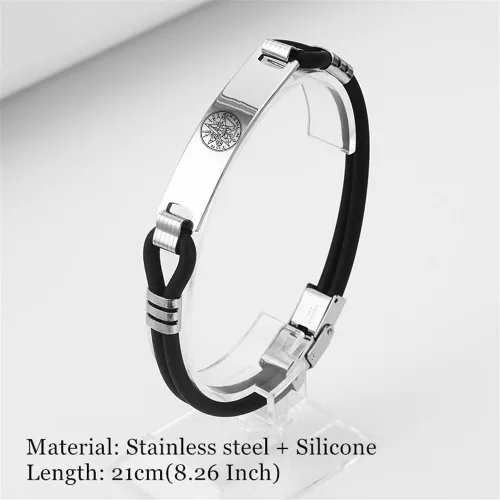 Vista 2 de Pulsera de pentáculo de tetragrammaton de geometría sagrada Eliphas Levi Pentagrama protector de silicona con símbolo mágico pulsera de silicona