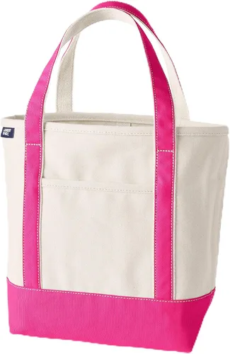 Vista 45 de Lands' End Bolso de lona abierto Natural/Azul marino radiante