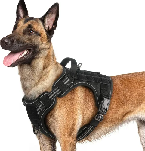 Vista 43 de rabbitgoo - Arnés para perros pequeño sin tirones, chaleco táctico de servicio con Molle y asa de control, arnés militar ajustable y reflectante