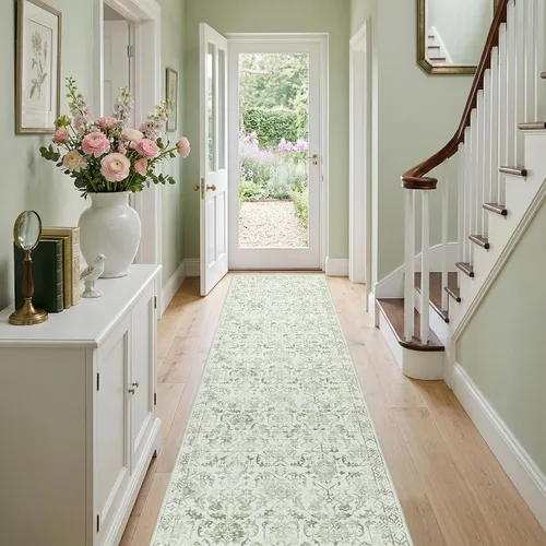 Vista 14 de Alfombra de área pequeña de 2 x 3 pulgadas, color beige, para entrada, baño, cocina, antideslizante, de pelo bajo, lavable, moderna alfombra bohemia