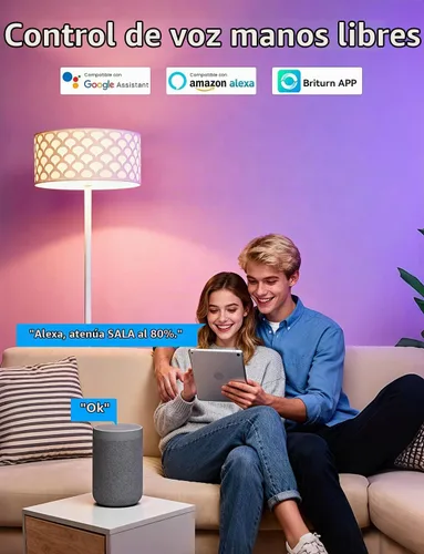 Vista 4 de Bombillas LED inteligentes, bombilla que cambia de color de 9 W, compatible con Alexa y Google Assistant, bombillas Bluetooth WiFi de 2.4 GHz