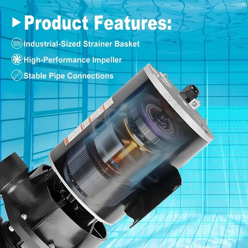 Vista 2 de Bomba de piscina W3SP1580X15 de 1.5 HP, motor de una sola velocidad, 115V 11.2A 3450RPM 60Hz, reemplazo directo para Hayward PowerFlo LX Series