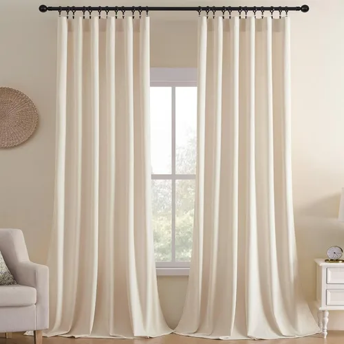 Vista 13 de Joydeco Cortinas de terciopelo negro de 63 pulgadas de largo, 2 paneles, cortinas opacas de lujo con bolsillo para barra, cortinas de ventana