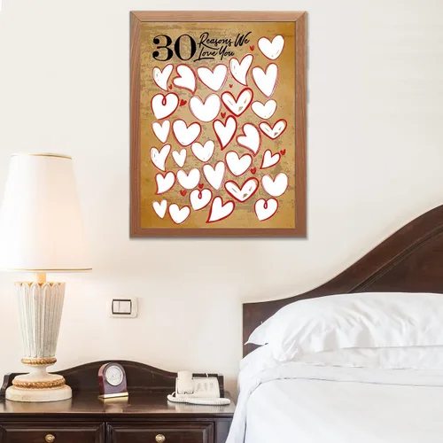 Vista 4 de Decoración de pared de 30 razones por las que te amamos, regalos de cumpleaños para mujeres y hombres, lienzo de invitados de 30 aniversario