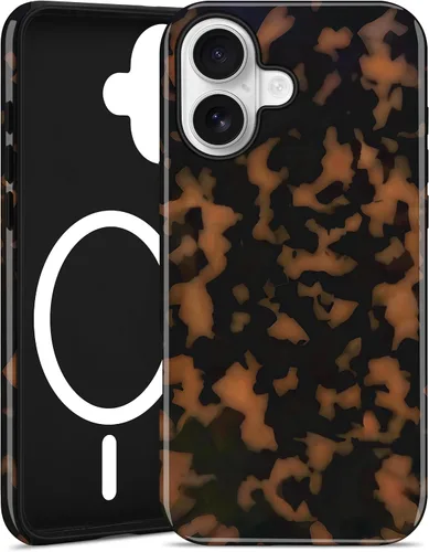 Vista 87 de Jusy Compatible con MagSafe Brown Tortoise Shell Print Phone Case para iPhone 7/8/SE, funda protectora magnética de lujo de TPU suave