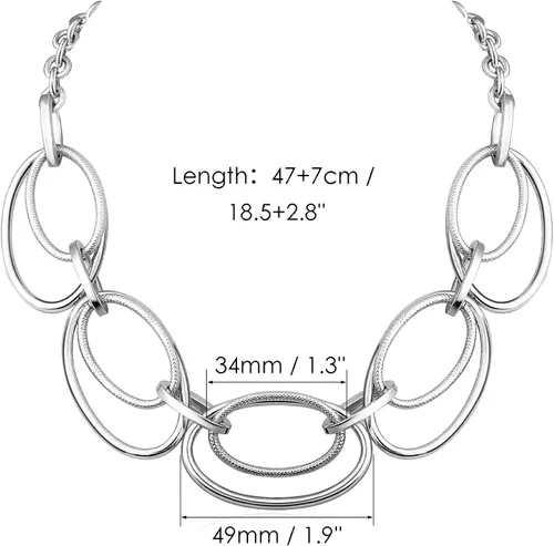 Vista 6 de Collar con colgante de eslabones de cable de oro gargantilla de eslabones de cadena chapada en oro de 14 quilates para mujer, joyería con colgante