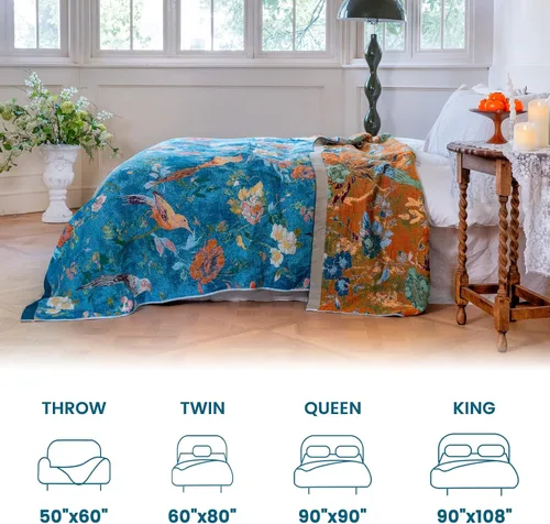 Vista 257 de MSGKV - Manta bohemia/primaveral de algodón para sofá y sala de estar, de gasa acogedora, de 50 x 60 pulgadas 50"x60" Cotton Throw, Woven Bird
