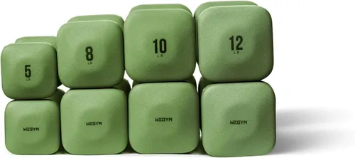 Vista 36 de WeGym SafeGrip - Mancuernas cuadradas con asas antideslizantes, pesas libres estéticas para entrenamientos en casa, diseño estable que evita rodar