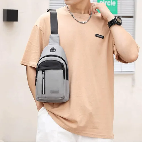 Vista 2 de ZLXDP - Bolsa de pecho multifuncional para hombre, bolsa de hombro cruzada para hombre, bolsa de pecho para escuela, verano, bolsa de mensajeros