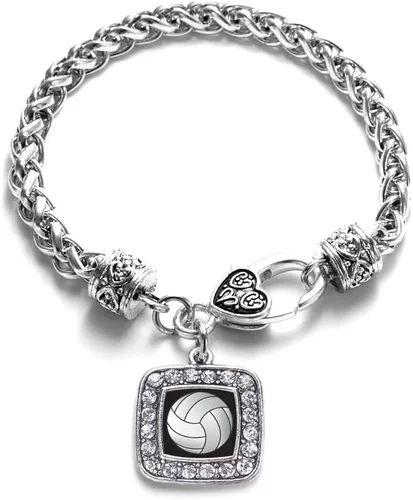 Vista 43 de Pulsera de dijes cuadrados de plata con joyería de circonita cúbica