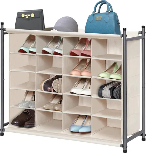 Vista 8 de STORAGE MANIAC Organizador apilable para zapatos, zapatero independiente para entrada, dormitorio, apartamento, armario, 20 cubos, gris
