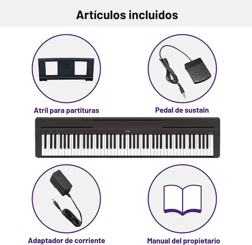 Vista 5 de Yamaha P71 - Piano digital con pedal de sostenido y fuente de alimentación (88 teclas)