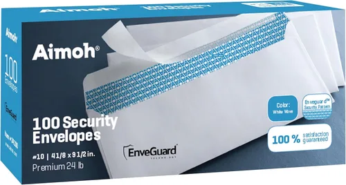 Vista 7 de Aimoh 100 sobres personalizados con adhesivo de seguridad #10 - Personalizados con logo y dirección Tamaño carta 4⅛ x 9½, blancos, 24LB, 100