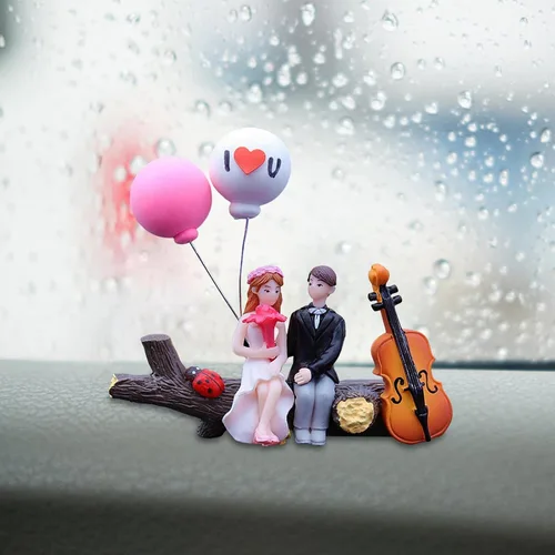 Vista 5 de Decoración de coche, lindas parejas de dibujos animados, figuras de acción, parejas de dibujos animados en miniatura, adorno de globo, para niñas