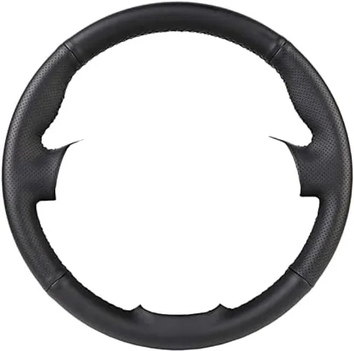 Vista 3 de Black Leather Car Steering Wheel Cover,for Nissan Qashqai X-Trail for Nissan NV200 Rogue,Hand-Stitched Car Steering Wheel Cover