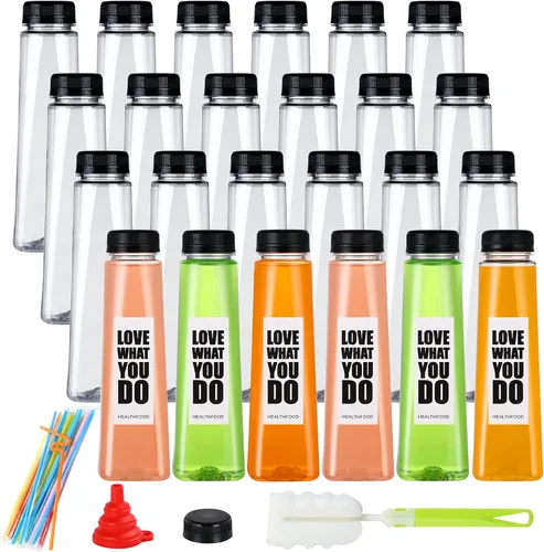 Vista 8 de Fhxtcygj - 24 botellas de plástico de 8 onzas con tapas, contenedor de jugo con tapas