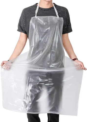 Vista 3 de Delantal unisex de 47 x 27.5 pulgadas resistente al agua de PVC transparente hecho de vinilo