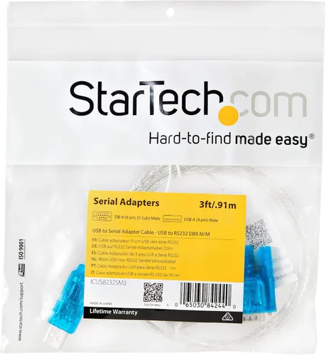 Vista 5 de StarTech Cable adaptador serie USB a RS232 DB9 de 1 puerto, cable adaptador USB a serie - M/M