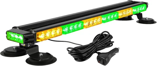 Vista 7 de ASPL - Barra de luz estroboscópica de 75 cm, 54 LED, doble cara, intermitente, de alta intensidad, luz estroboscópica con base magnética para Ámbar