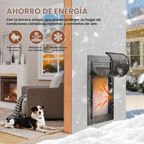 Vista 2 de Puerta para perro de 3 solapas, puerta grande para perros de aleación de aluminio para pared, puerta resistente para mascotas, fácil de instalar