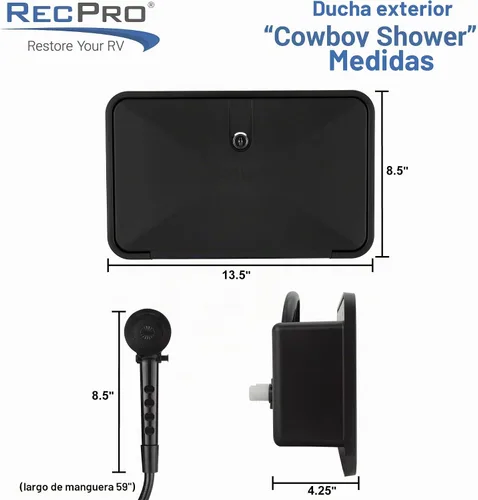 Vista 3 de RecPro RV - Kit de caja de ducha exterior con manguera 51, color negro