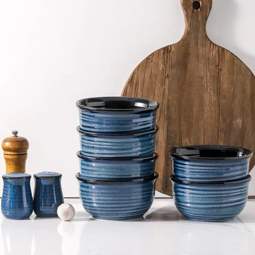 Vista 4 de MEKY - Juego de 6 tazones de porcelana para sopa de 20 onzas, tazones de cereales perfectos para pasta, aperitivos, avena, arroz, ensalada y helado
